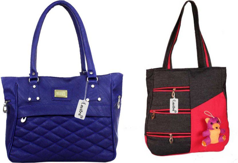 Women Blue, Red Handbag  (Pack of: 2)