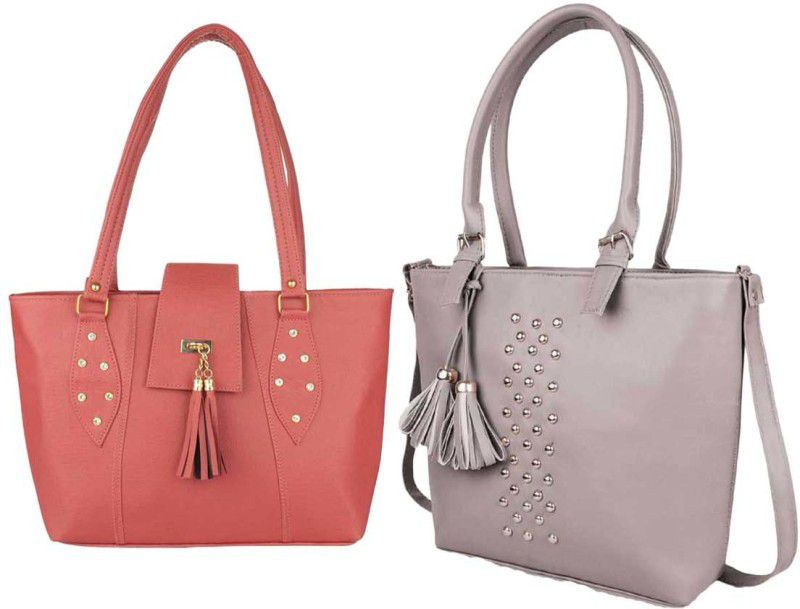 Girls Orange, Silver Handbag - Regular Size  (Pack of: 2)