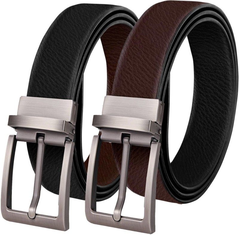 Men Formal, Casual, Evening, Party Brown Artificial Leather Reversible Belt