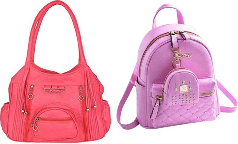 Girls Pink, Purple Messenger Bag - Regular Size  (Pack of: 2)