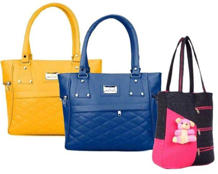 Women Yellow Handbag  (Pack of: 3)
