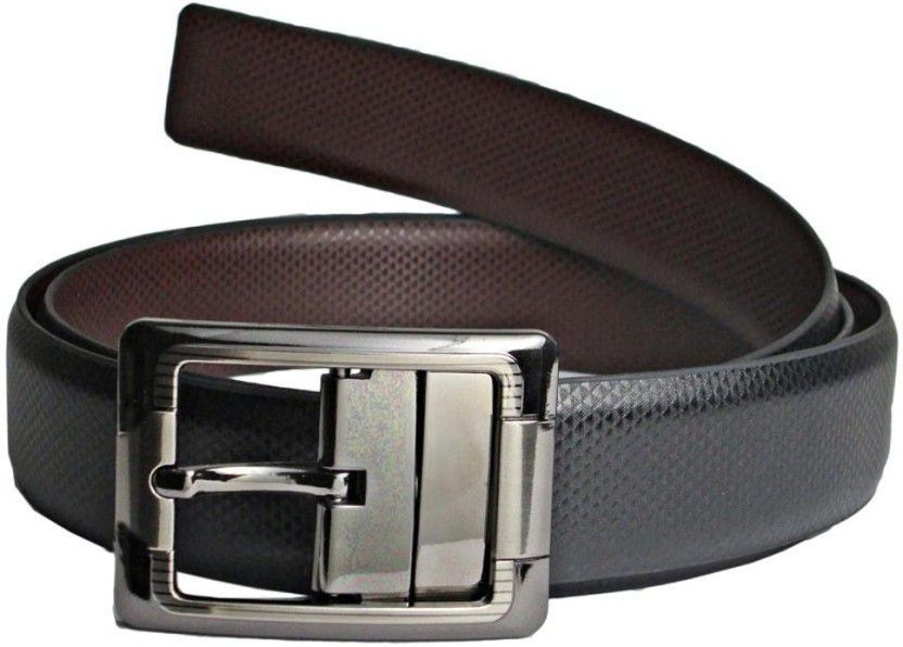 Men Casual, Party Black Genuine Leather Reversible Belt