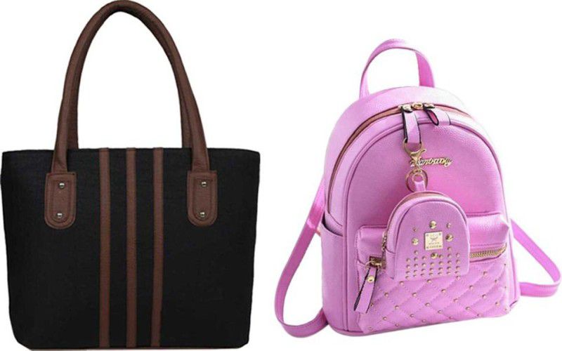 Girls Pink, Brown Shoulder Bag - Regular Size  (Pack of: 2)