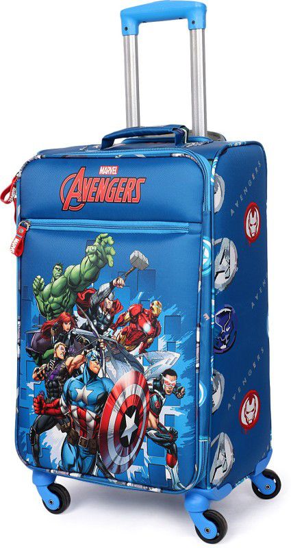 Small Cabin Suitcase (56 cm) - Novex Avengers 22 Inch Soft Sided Luggage Trolley Suitcase with 4 Wheel For Kids - Blue