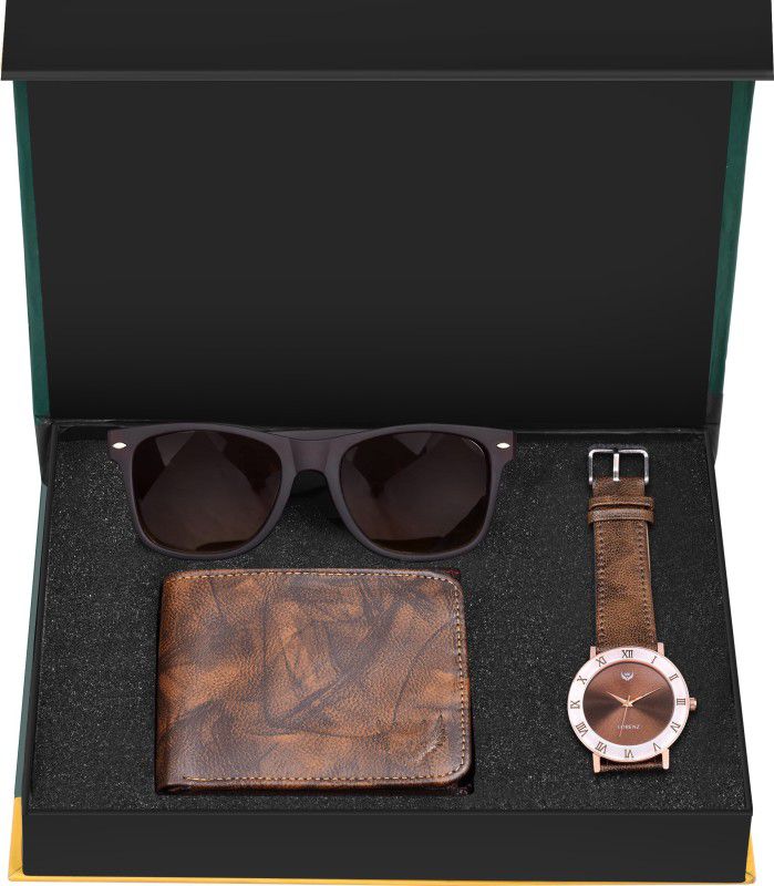 LORENZ Watch, Sunglass & Wallet Combo  (Brown)