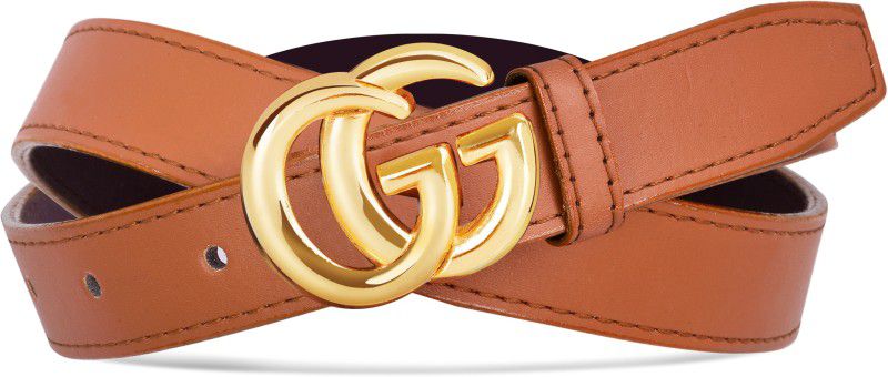 Women Casual, Evening, Formal, Party Tan, Gold Artificial Leather Belt