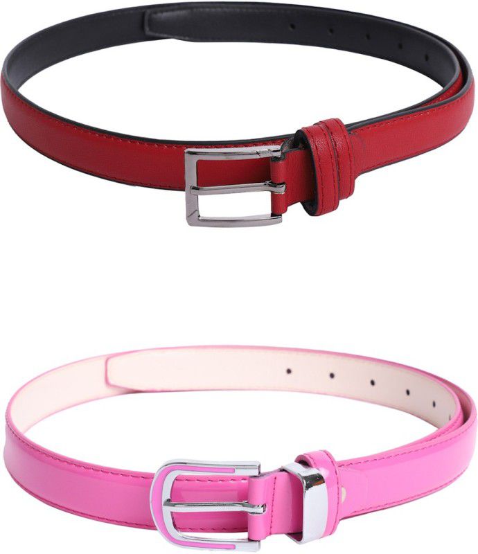 Women Casual, Evening, Formal, Party Red, Pink Synthetic Belt