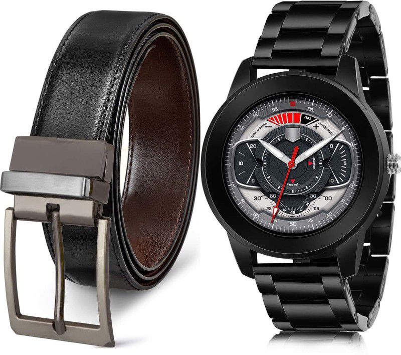 GROOT Watch & Belt Combo  (Black, Grey)