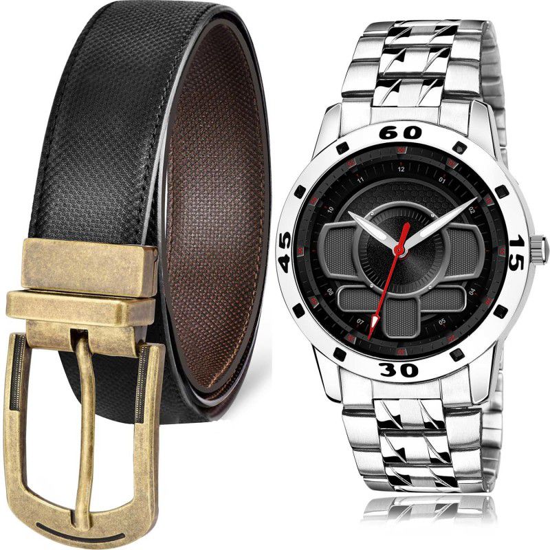 GROOT Watch & Belt Combo  (Black, Silver)