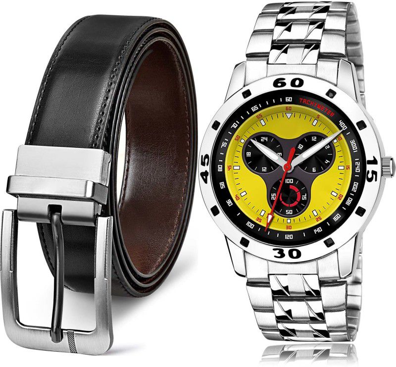 GROOT Watch & Belt Combo  (Black, Yellow)