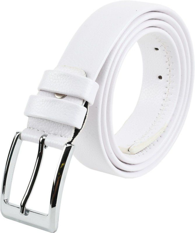 Men Formal White Artificial Leather Belt