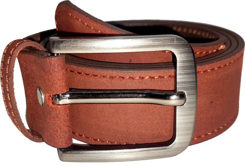 Men Casual, Party, Evening Red Genuine Leather Belt