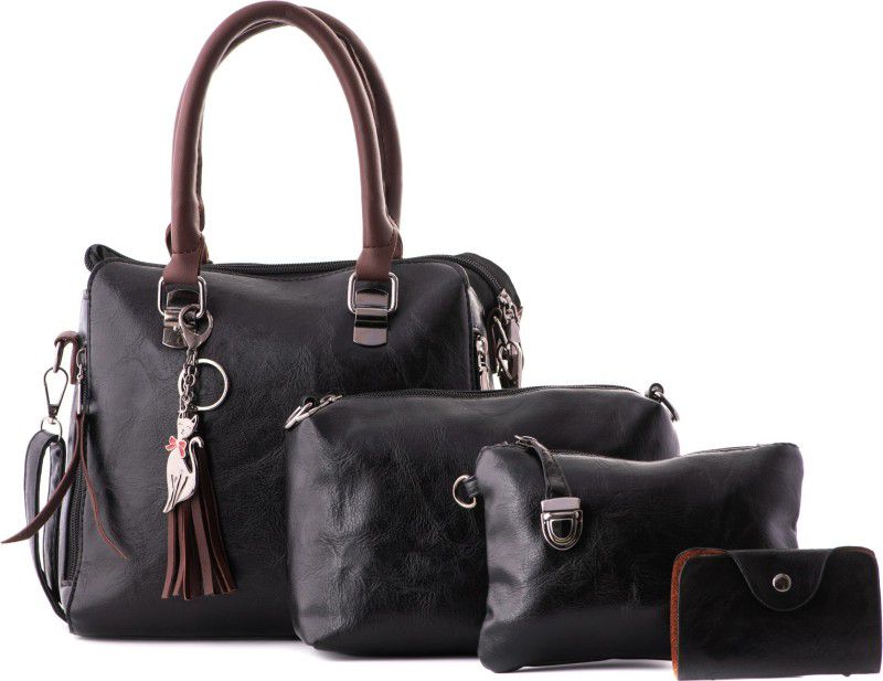 Women Black Handbag - Extra Spacious  (Pack of: 4)
