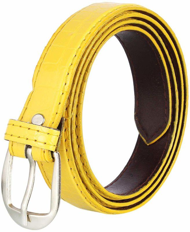 Girls Casual, Party, Evening, Formal Yellow Artificial Leather Belt