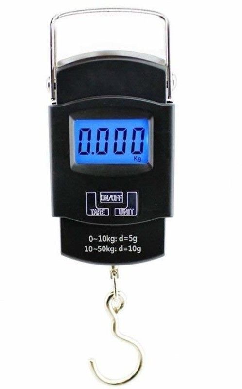 okridge Electronic Balance Portable Hook Weighing Machine Digital Hanging Luggage Fishing Hook Scale Manual Weight 110 lb/50 Kg Backlite LCD Display Screen (MINI SCALE.) Weighing Scale  (Black)
