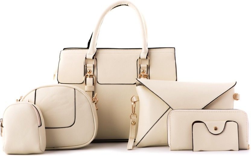 Women White Handbag - Extra Spacious  (Pack of: 6)