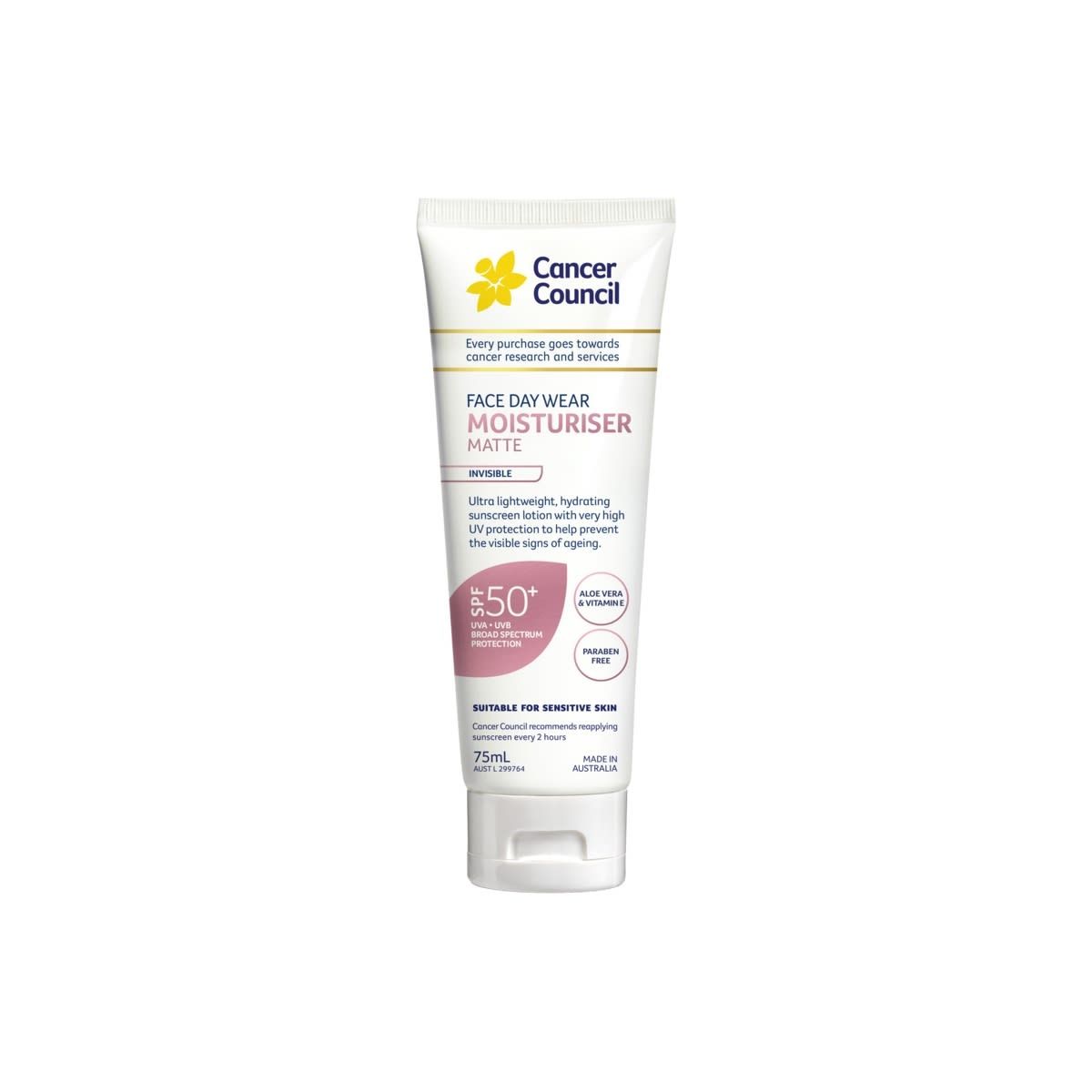 Cancer Council Face Day Wear Matte Moisturiser 75ml - Aloe Vera & Vitamin E