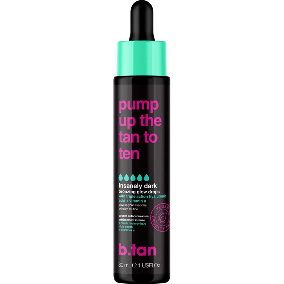 b.tan Pump Up the Tan to Ten Insanely Dark Bronzing Glow Drops 30ml - Triple Action Hyaluronic Acid and Vitamin A