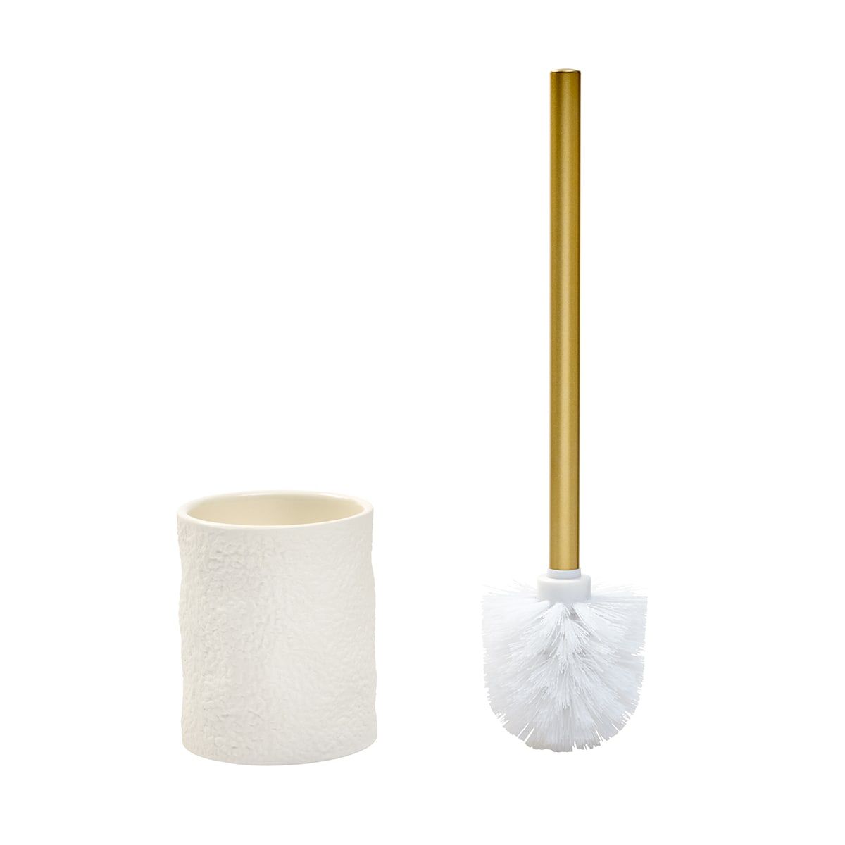 White Textured Toilet Brush Set