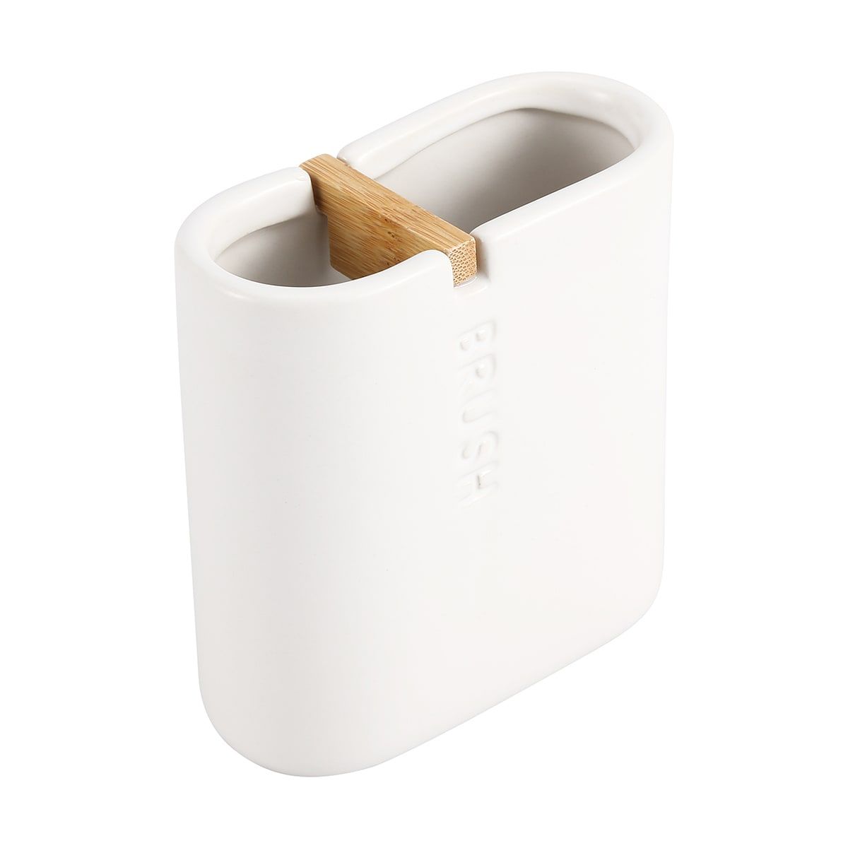 Bamboo and White Brush Container