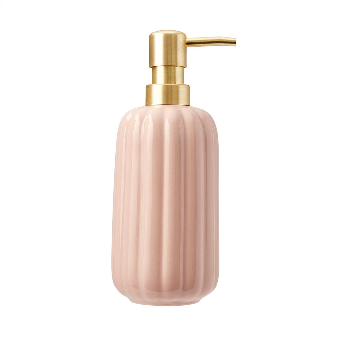 Pink Ribbed Soap Dispenser