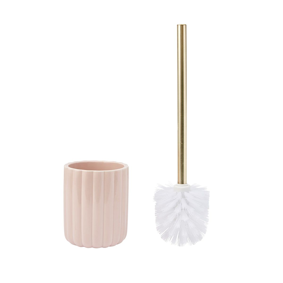 Pink Ribbed Toilet Brush Set