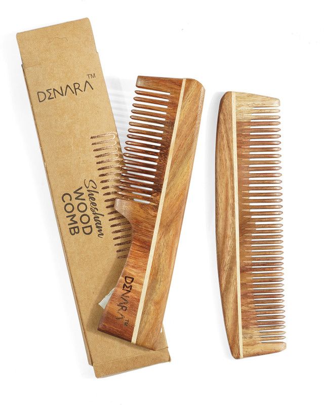 DENARA Sheesham Comb Combo, Handle & Detangling, Anti-Static Hair , Natural Nourishment
