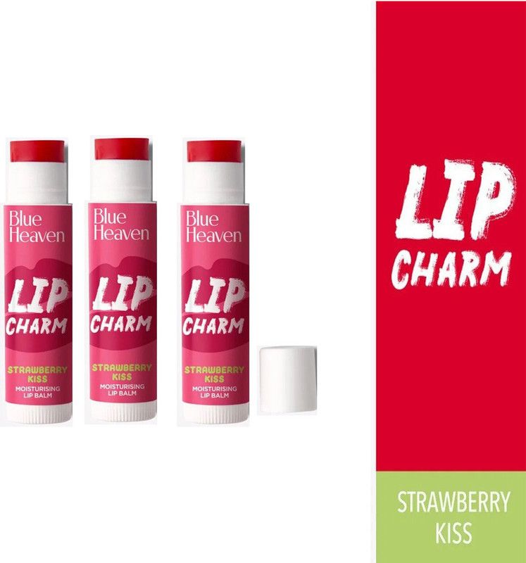 BLUE HEAVEN Lip Charm Strawberry Moisturising Lip Balm (Pack of 3) Strawberry  (Pack of: 3, 12 g)