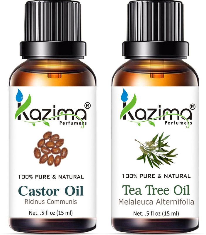 KAZIMA Combo of Castor Carrier Oil & Tea Tree Essential Oil ( Each 15ml )  (15 ml)