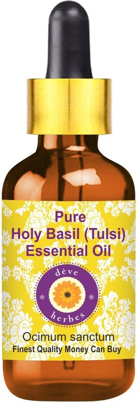 deve herbes Pure Holy Basil Essential Oil (Ocimum sanctum) with Glass Droper 100% Natural Therapeutic Grade Steam Distilled  (10 ml)