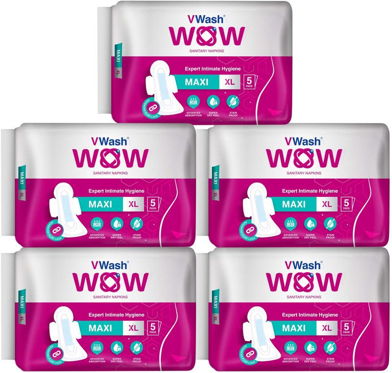 V Wash Wow Maxi Sanitary Pad  (Pack of 25)