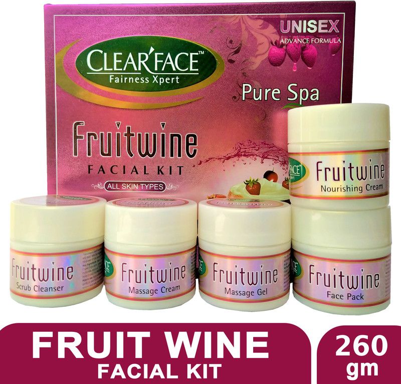 CLEARFACE Fruit Wine Facial Kit / Spa Kit / Revitalize Skin  (260 g)