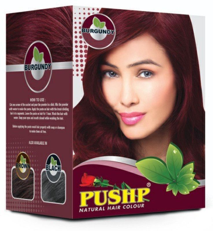 Pushp Henna Natural Hair Colour Burgundy 10gm each(Pack of 10)  (100 g)
