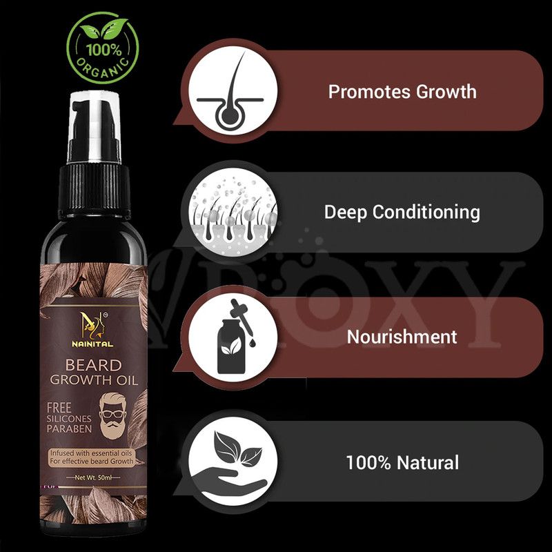 NAINITAL 100% Pure & Natural Oil Based Beard Hair Growth Oil for Men & Boys Hair Oil  (50 ml)