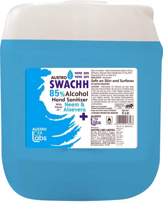 Austro Labs SWACHH 85 HAND SANITIZER LIQUID - REFILL PACK (5 LTR) 5 LITER Hand Sanitizer Can  (5000 ml)