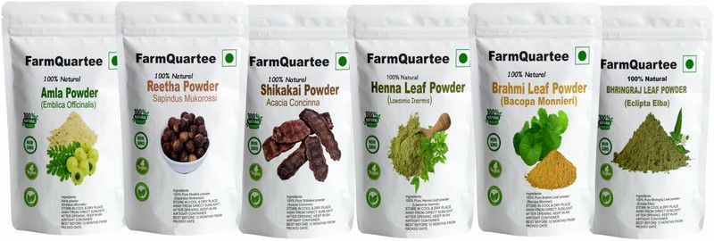 FarmQuartee Bio Organic Amla, Reetha, Shikakai, Henna and Bhringraj Brahmi Powder Hair Care  (300 g)