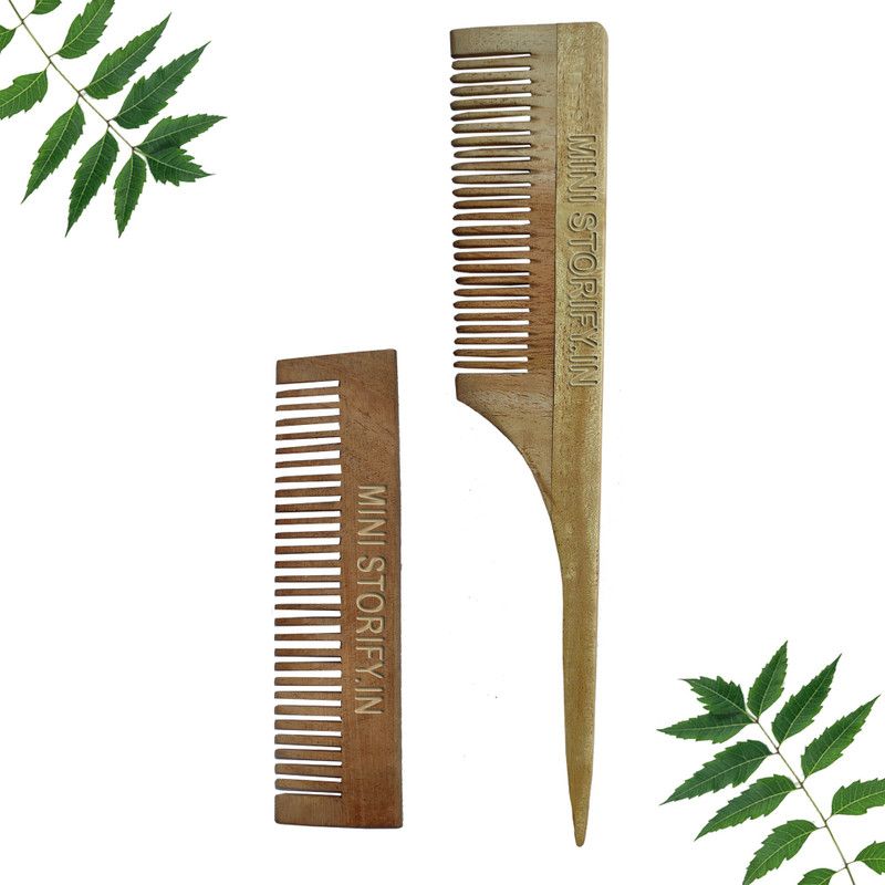 Mini Storify Truly Organic 1 Neem Tail Comb 1 Neem Pocket Comb Anti- Dandruff Comb For Men & Women