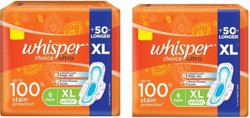 Whisper Choice Ultra (6 +6 Pads) Sanitary Pad Sanitary Pad  (Pack of 12)