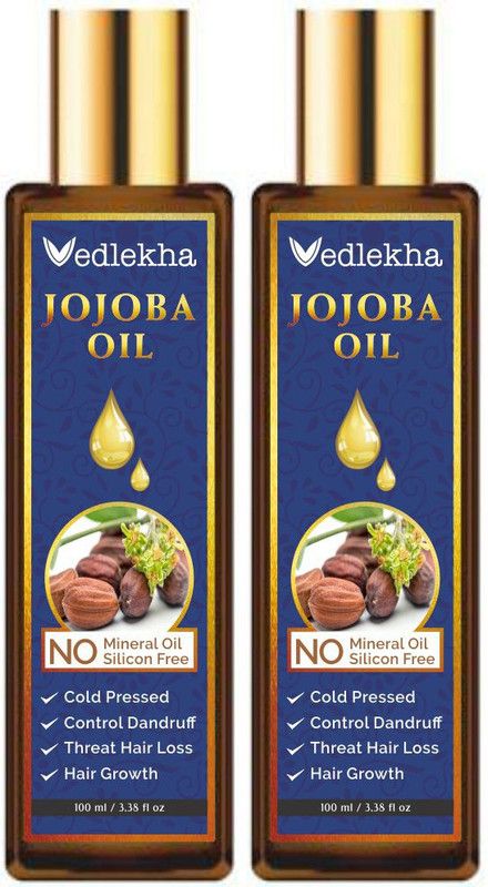 Vedlekha 100 % Pure & Natural Jojoba Essential Oil- For Hair, Body-100ML-Packof-2-Bottle-  (200 ml)