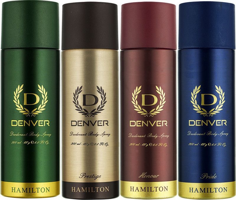 DENVER Hamilton, Honour, Pride and Prestige Combo Deodorant Spray - For Men  (800 ml, Pack of 4)