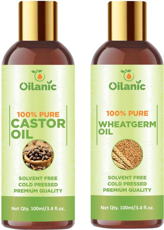 Oilanic Premium Castor Oil & Wheatgerm Oil Combo pack of 2 bottles of 100 ml(200 ml)  (200 ml)
