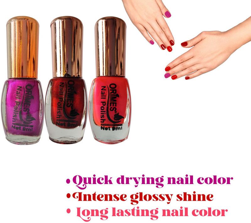 Orimes New Amazing Nail Paint Stylish Colors Kit like Dark Red, Red, Wine Wine, Red, Dark Red  (Pack of 3)