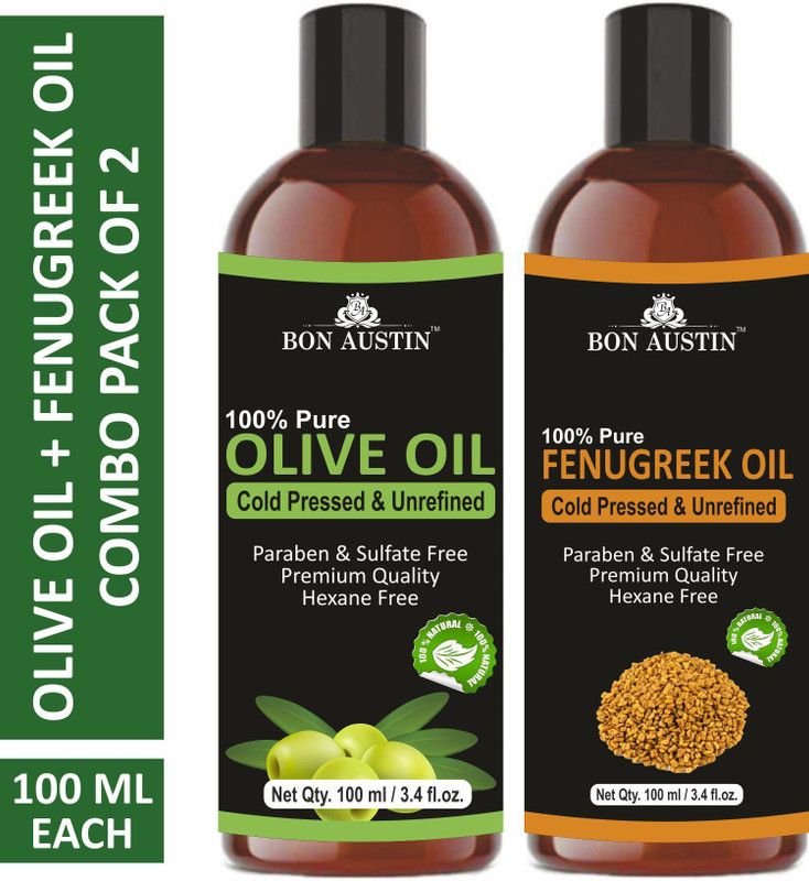 Bon Austin 100% Pure & Natural Olive Oil & Fenugreek Oil Combo pack of 2 bottles of 100 ml(200 ml) Hair Oil  (200 ml)