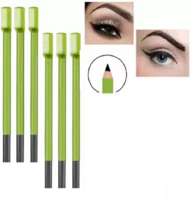 Herrlich 6 PCS HIGHEST QUALITY MATTE FINISH WATER PROOF & LONG LASTING EYE BROW PENCIL  (Black)