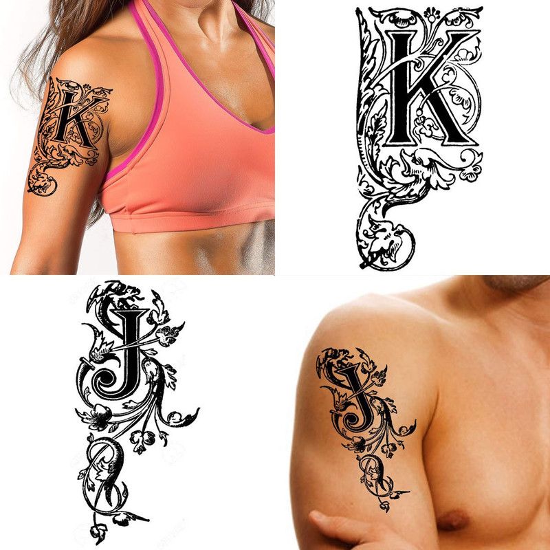 Ordershock JK Name Letter Tattoo Waterproof Boys and Girls Temporary Body Tattoo Pack of 2.  (JK Name Letter Tattoo)