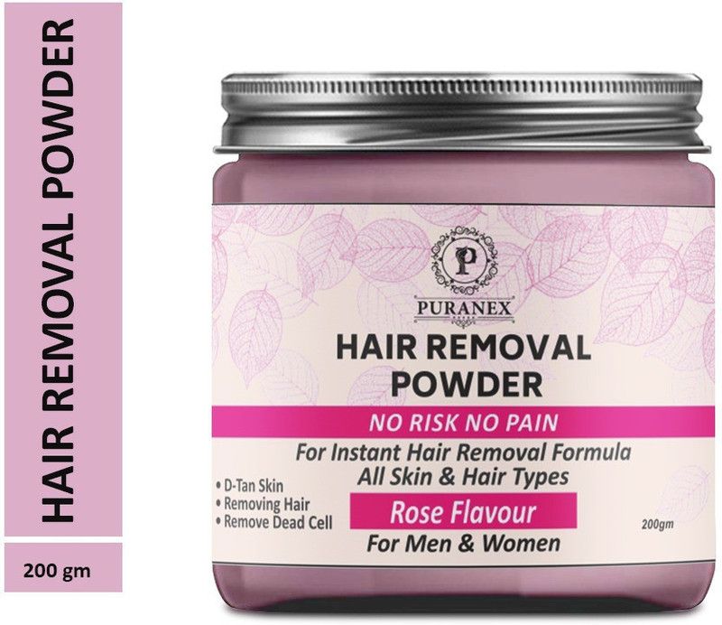puranex Hair Removal Powder (Rose Fragrance) For Underarms, Hand, Legs & Bikini Line Three in one Use For D-Tan Skin, Removing Hair, Remove Dead cell (For Easy Hair Removal No Risk No Pain) Men & Women - 200 GM (Pack of 1-200 GM) Wax  (200 g)