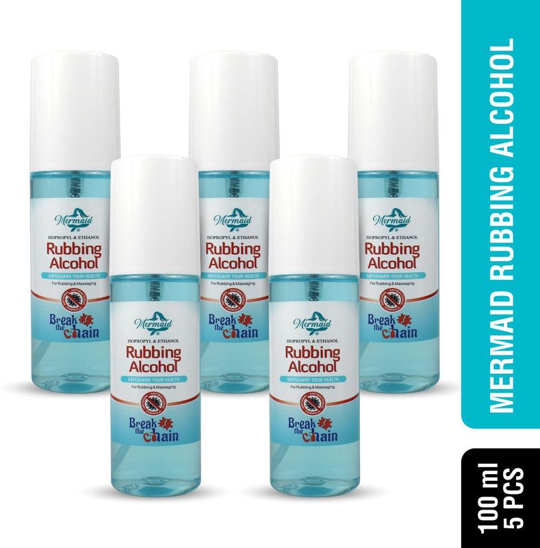 Mermaid Rubbing Alcohol, 100ml , 5 Pack Hand Rub Bottle  (5 x 100 ml)