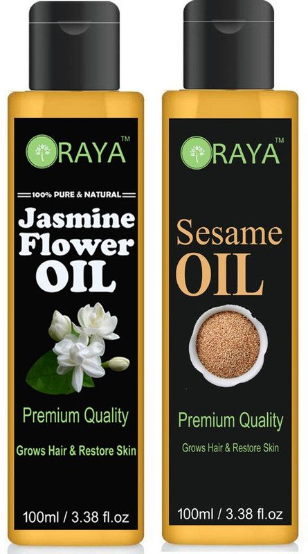Oraya 100% Organic Jasmine( Chameli) Hair Oil And Sesame Oil For Hair Regrowth And Skin Oil-(100ml)-Pack of-2-Bottle-(200ml) Hair Oil  (200 ml)