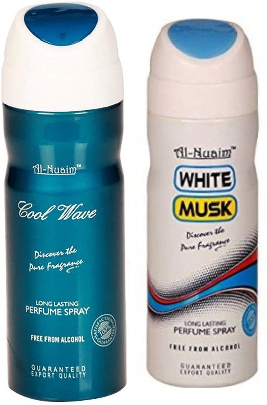 Al Nuaim Blue Wave & White Musk No Alcohol Deo Deodorant Spray - For Men  (400 ml, Pack of 2)