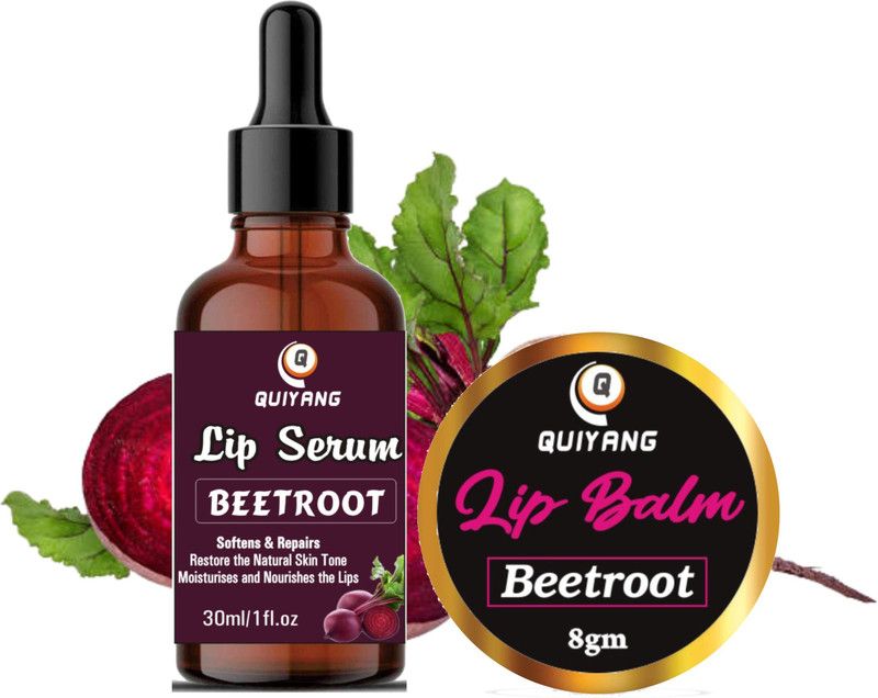 QUIYANG Beetroot Lip Serum 30ml & Beetroot Lip Balm 8g Beetroot  (Pack of: 2, 38 g)
